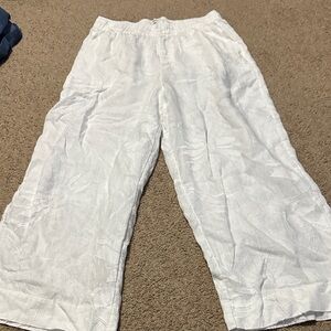 Joie White 100% Linen Pants with embroidery